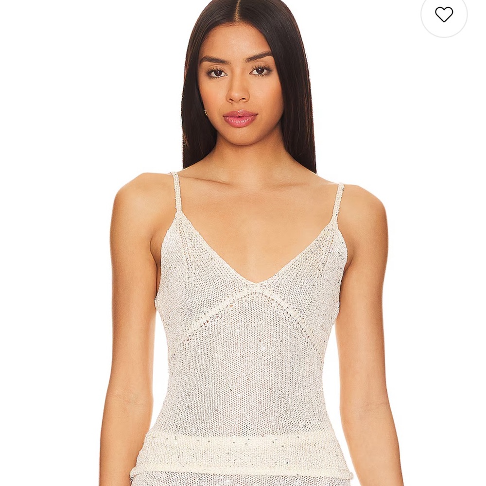 Asta Resort Carolina Camisole in Ivory Sequin Size: XS